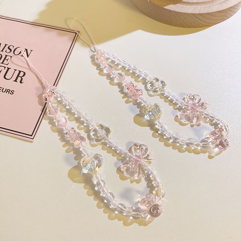 携帯電話ストラップキーホルダー女性女の子韓国ピンククマ蝶花電 - Women'S Key Accessories のレビューと価格