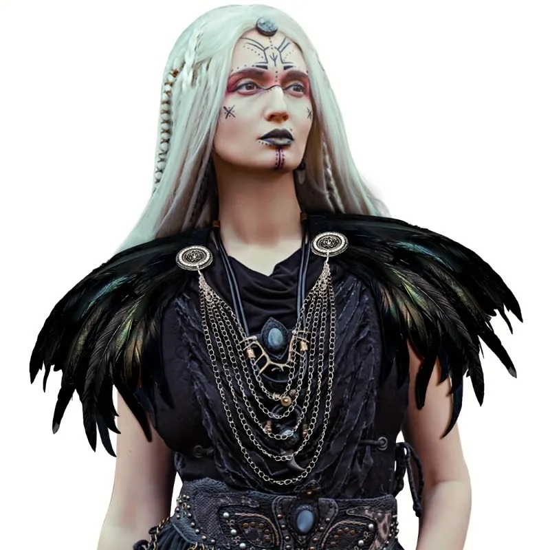 1 個バイキングスタイルフェザーケープショール - 中世コス - Women'S Viking Accessories のレビューと価格