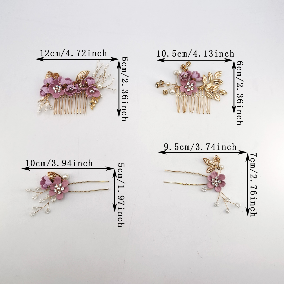 4 個パールジルコン高級ヘア合金コームセット甘いロマンチック - Pearl Hair Pin のレビューと価格