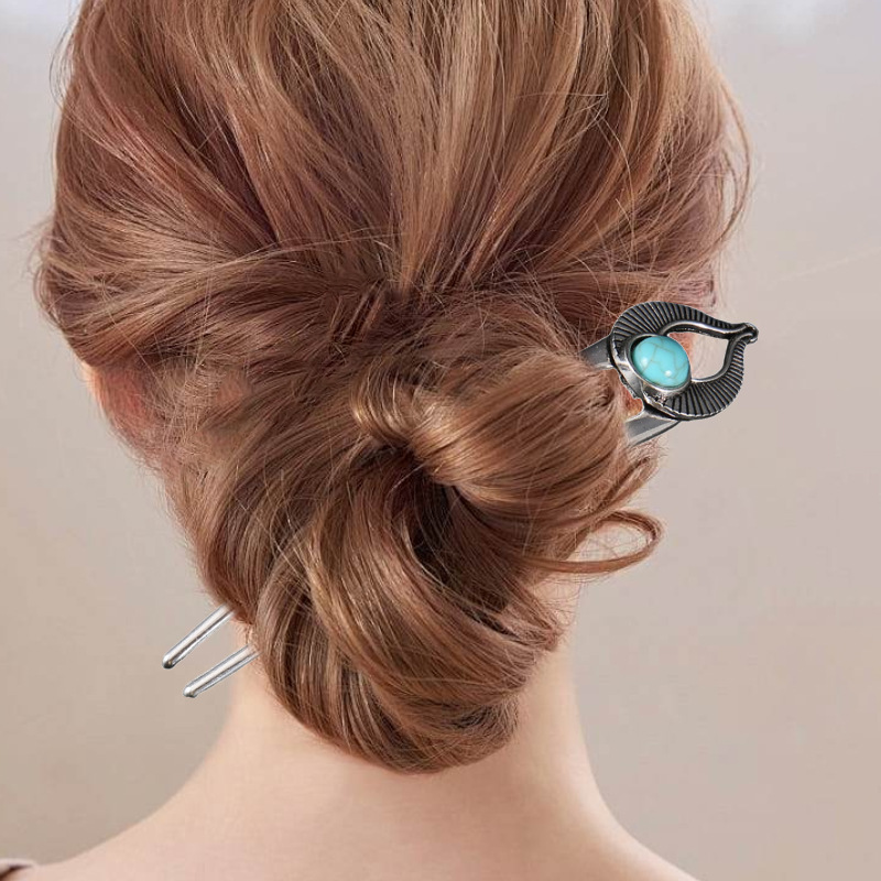 エジプトターコイズ U 字型ヘアフォークヘアピン女性のための - Pearl Hair Pin のレビューと価格