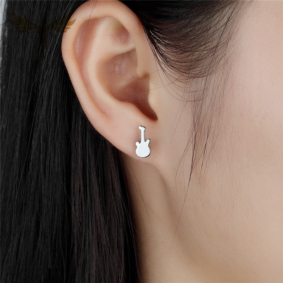 12 ペア音楽ギターイヤリング男性女性用ステンレス鋼アクセサ - Women Accessories Store のレビューと価格