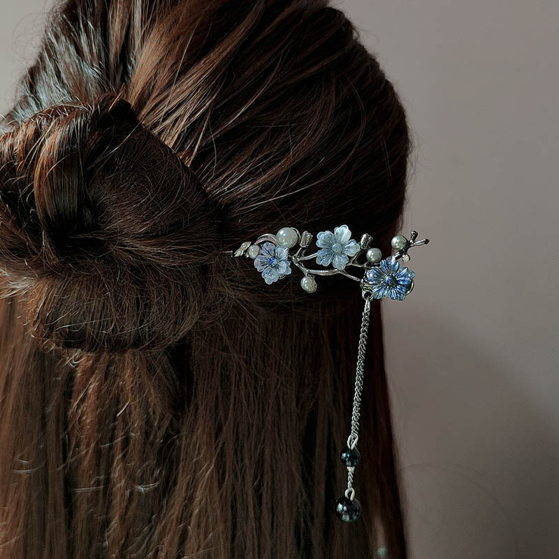 クラシックヘアスティック箸インクカラーフラワーメタルフリンジ - Pearl Hair Pin のレビューと価格