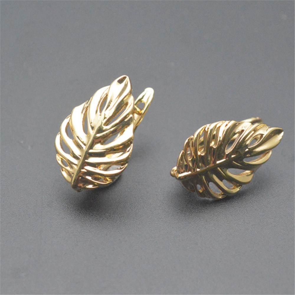 1/2個 18K金メッキ真鍮製 葉っぱ型中空ファッションイヤ - Wrap Ring Gold のレビューと価格