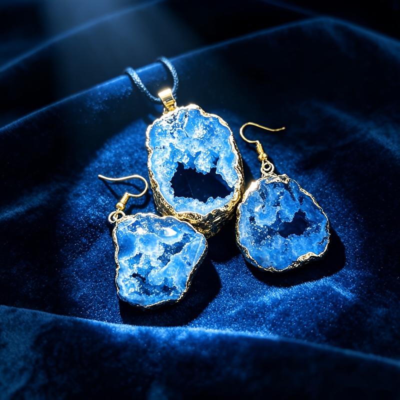 2個セット 天然不規則瑪瑙ジオードスライスジュエリーセット、 - Women Accessories Dropshipping のレビューと価格