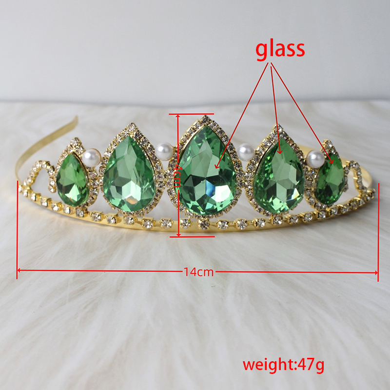 グリーンウォータードロップラインストーンクリスタルクラウンヘ - Women Accessories Dropshipping のレビューと価格