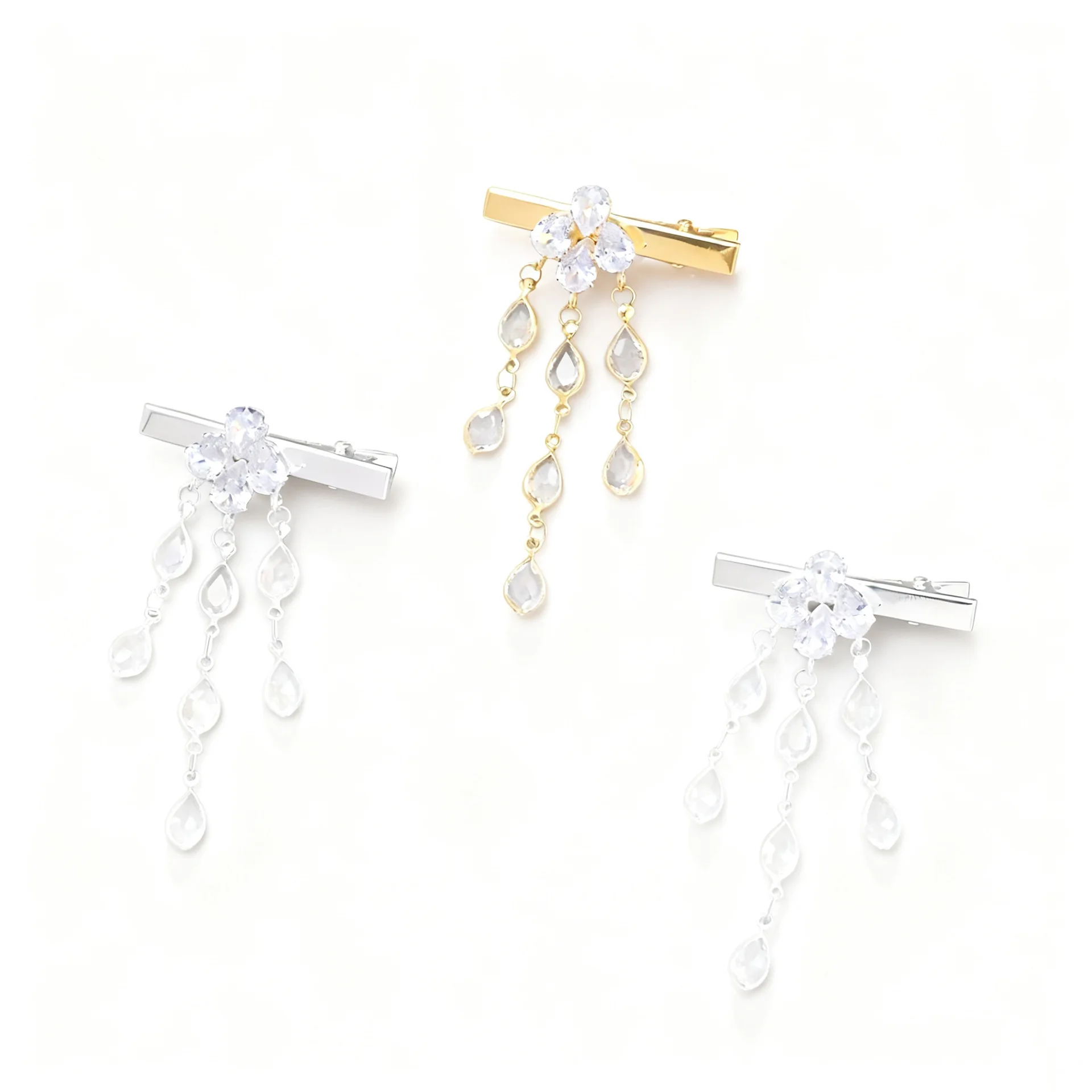 ダイヤモンドがちりばめられた水滴型のフリンジヘアピン、ライン - Women Accessories Dropshipping のレビューと価格