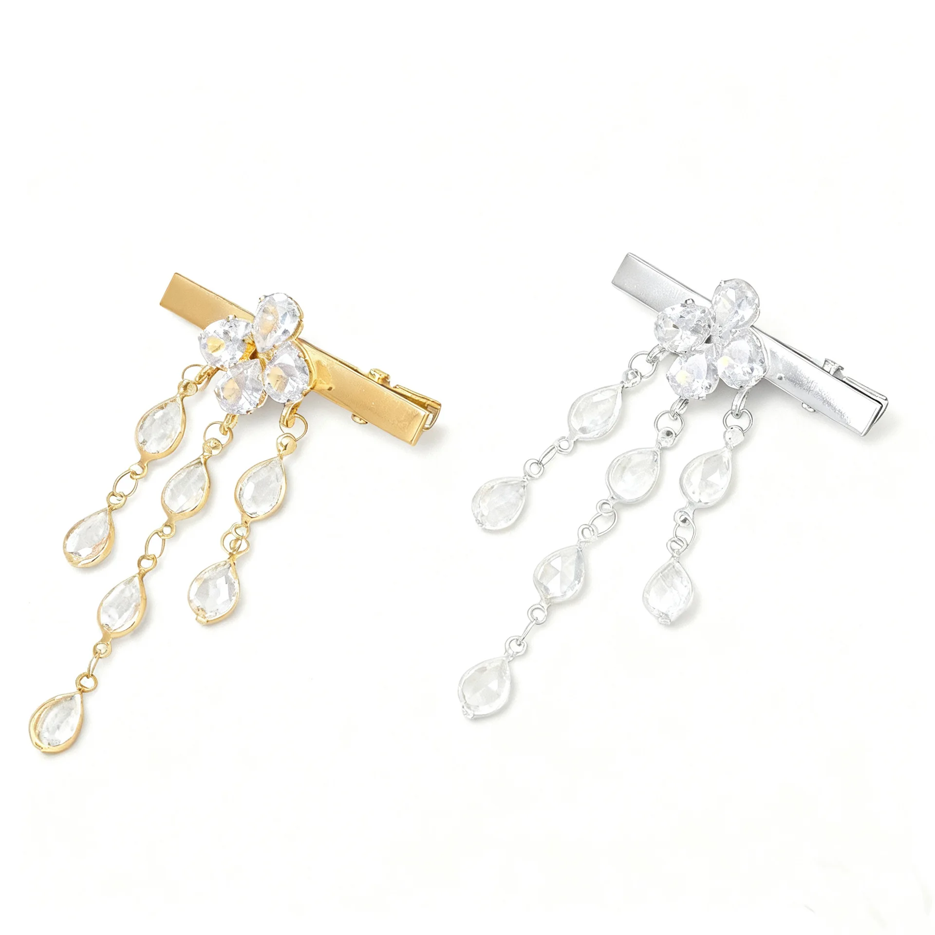 ダイヤモンドがちりばめられた水滴型のフリンジヘアピン、ライン - Women Accessories Dropshipping のレビューと価格