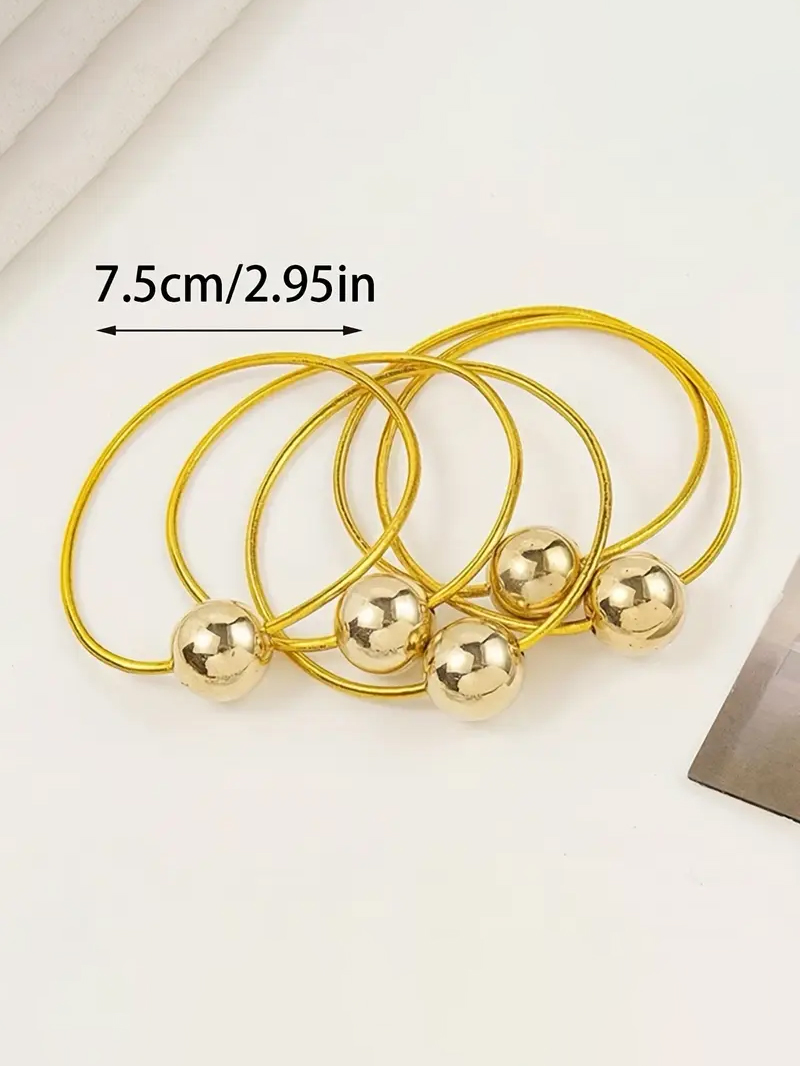 10 個のシンプルなゴールドとシルバーの丸いボールヘアゴムヘ - Wrap Ring Gold のレビューと価格