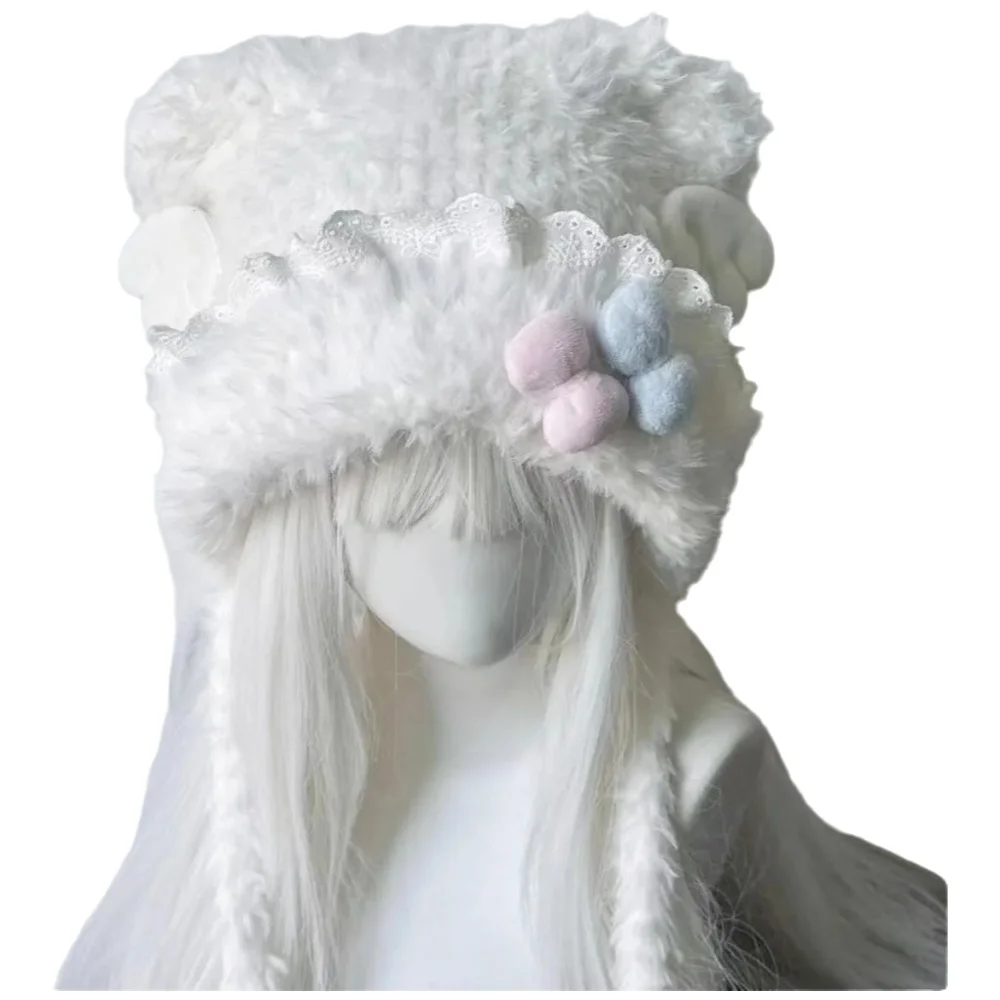 女性用のピンクとブルーのリボン結びのレーストリム付きのクマの - Women'S Ear Accessories のレビューと価格